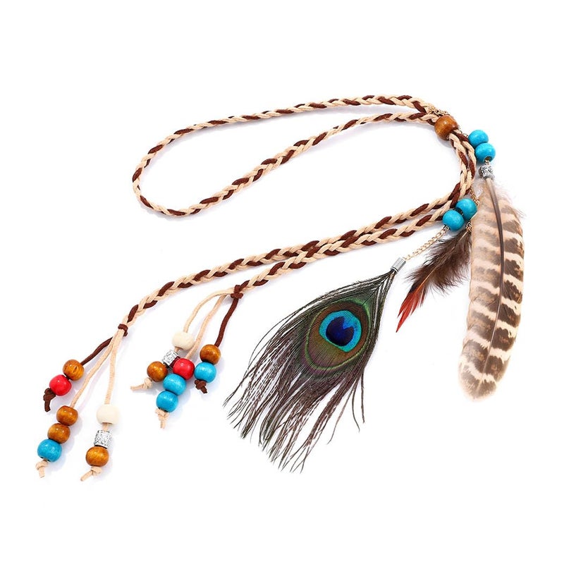 Campsis Indian Princess Peacock Feather Head Chain for Girl, Fashion Headband for Women. (Blue) - Image 4